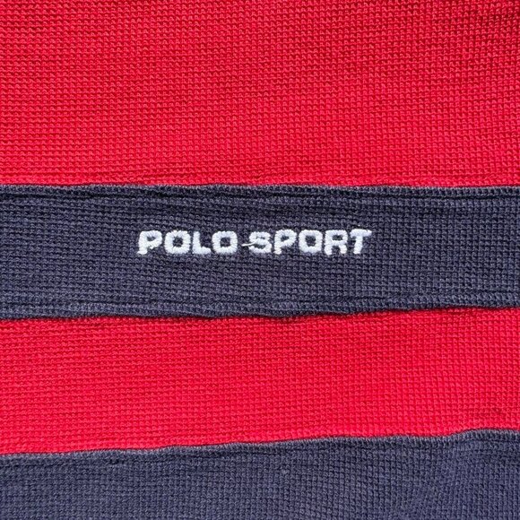 Vintage 2000s‎ Polo Sport Red Navy Striped Shirt - Picture 3 of 8
